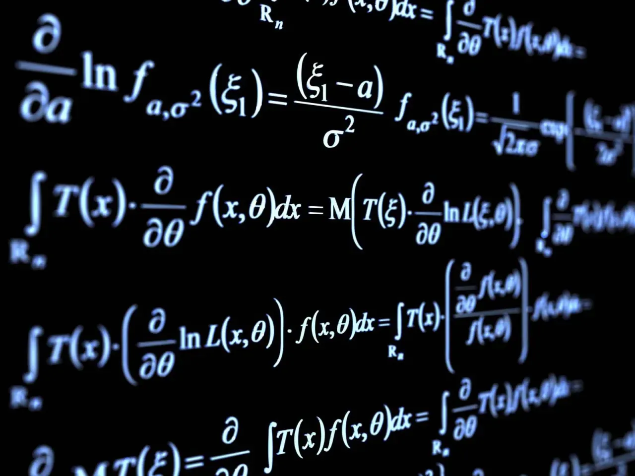 Tafel voller handgeschriebener mathematischer Formeln